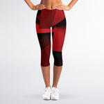 Red Geometric Print Women's Capri Leggings