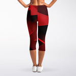 Red Geometric Print Women's Capri Leggings