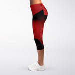 Red Geometric Print Women's Capri Leggings
