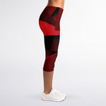 Red Geometric Print Women's Capri Leggings