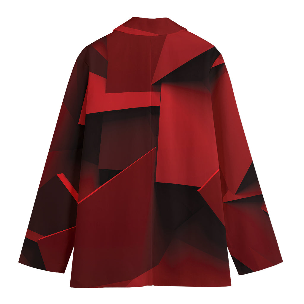 Red Geometric Print Women's Cotton Blazer