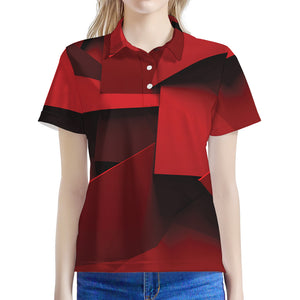 Red Geometric Print Women's Polo Shirt