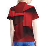 Red Geometric Print Women's Polo Shirt