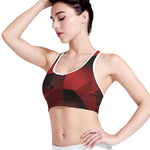 Red Geometric Print Women's Sports Bra