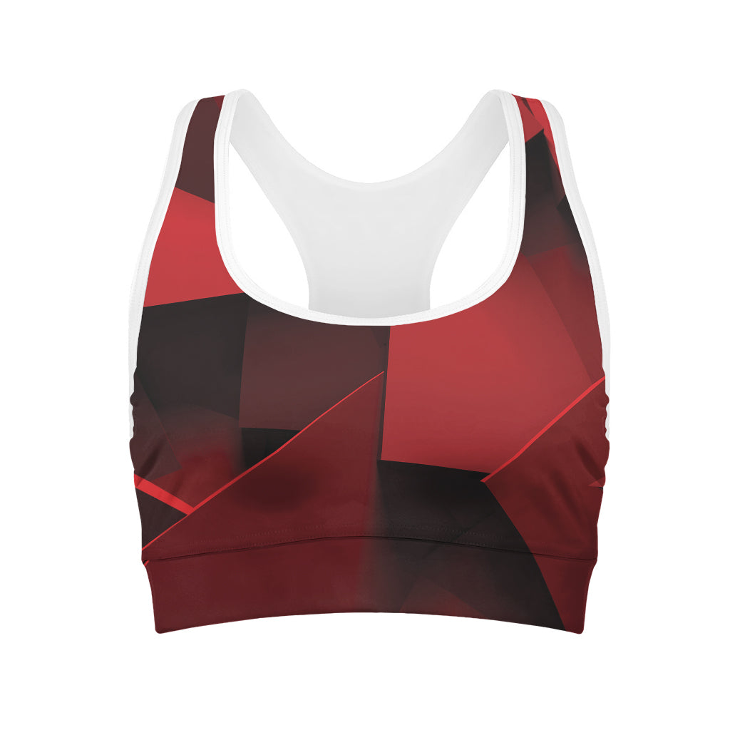 Red Geometric Print Women's Sports Bra
