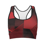 Red Geometric Print Women's Sports Bra