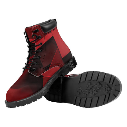 Red Geometric Print Work Boots