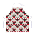 Red Glasses Pug Pattern Print Adjustable Apron