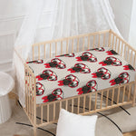 Red Glasses Pug Pattern Print Baby Crib Sheet
