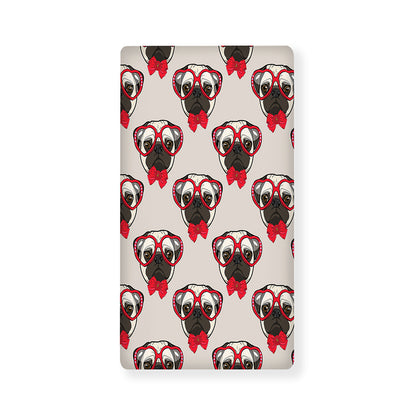 Red Glasses Pug Pattern Print Baby Crib Sheet