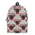 Red Glasses Pug Pattern Print School Backpack