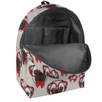 Red Glasses Pug Pattern Print Backpack