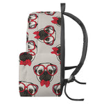 Red Glasses Pug Pattern Print Backpack