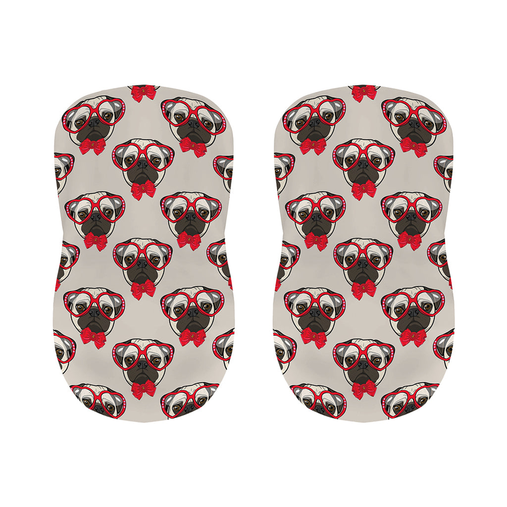 Red Glasses Pug Pattern Print Bar Stool Covers