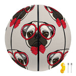 Red Glasses Pug Pattern Print Basketball