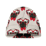Red Glasses Pug Pattern Print Beanie