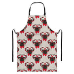 Red Glasses Pug Pattern Print Bib Apron With Pocket