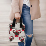 Red Glasses Pug Pattern Print Bible Tote Bag
