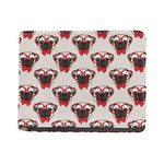 Red Glasses Pug Pattern Print Bifold Wallet