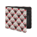 Red Glasses Pug Pattern Print Bifold Wallet
