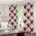 Red Glasses Pug Pattern Print Dimout Grommet Curtains