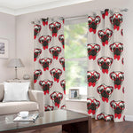 Red Glasses Pug Pattern Print Blackout Grommet Curtains