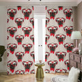 Red Glasses Pug Pattern Print Dimout Pencil Pleat Curtains