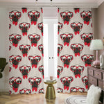 Red Glasses Pug Pattern Print Blackout Pencil Pleat Curtains