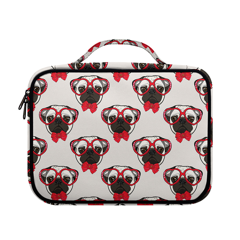 Red Glasses Pug Pattern Print Briefcase Bible Bag
