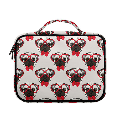 Red Glasses Pug Pattern Print Briefcase Bible Bag