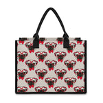 Red Glasses Pug Pattern Print Canvas Tote Bag