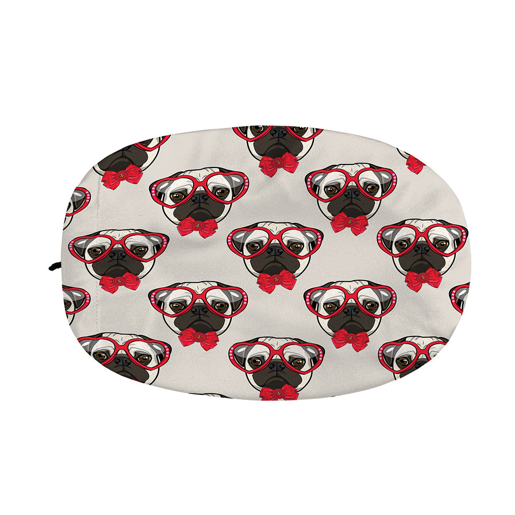Red Glasses Pug Pattern Print Car Side Mirror Covers