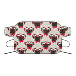 Red Glasses Pug Pattern Print Car Windshield Snow Cover