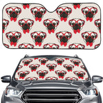 Red Glasses Pug Pattern Print Car Windshield Sun Shade