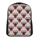 Red Glasses Pug Pattern Print Casual Backpack