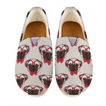 Red Glasses Pug Pattern Print Casual Shoes