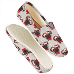 Red Glasses Pug Pattern Print Casual Shoes