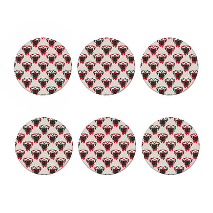 Red Glasses Pug Pattern Print Coaster Set