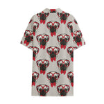 Red Glasses Pug Pattern Print Cotton Hawaiian Shirt