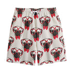 Red Glasses Pug Pattern Print Cotton Shorts