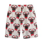 Red Glasses Pug Pattern Print Cotton Shorts
