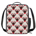 Red Glasses Pug Pattern Print Crossbody Lunch Bag