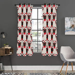 Red Glasses Pug Pattern Print Curtain