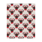 Red Glasses Pug Pattern Print Curtain