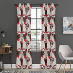 Red Glasses Pug Pattern Print Curtain