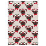 Red Glasses Pug Pattern Print Curtain