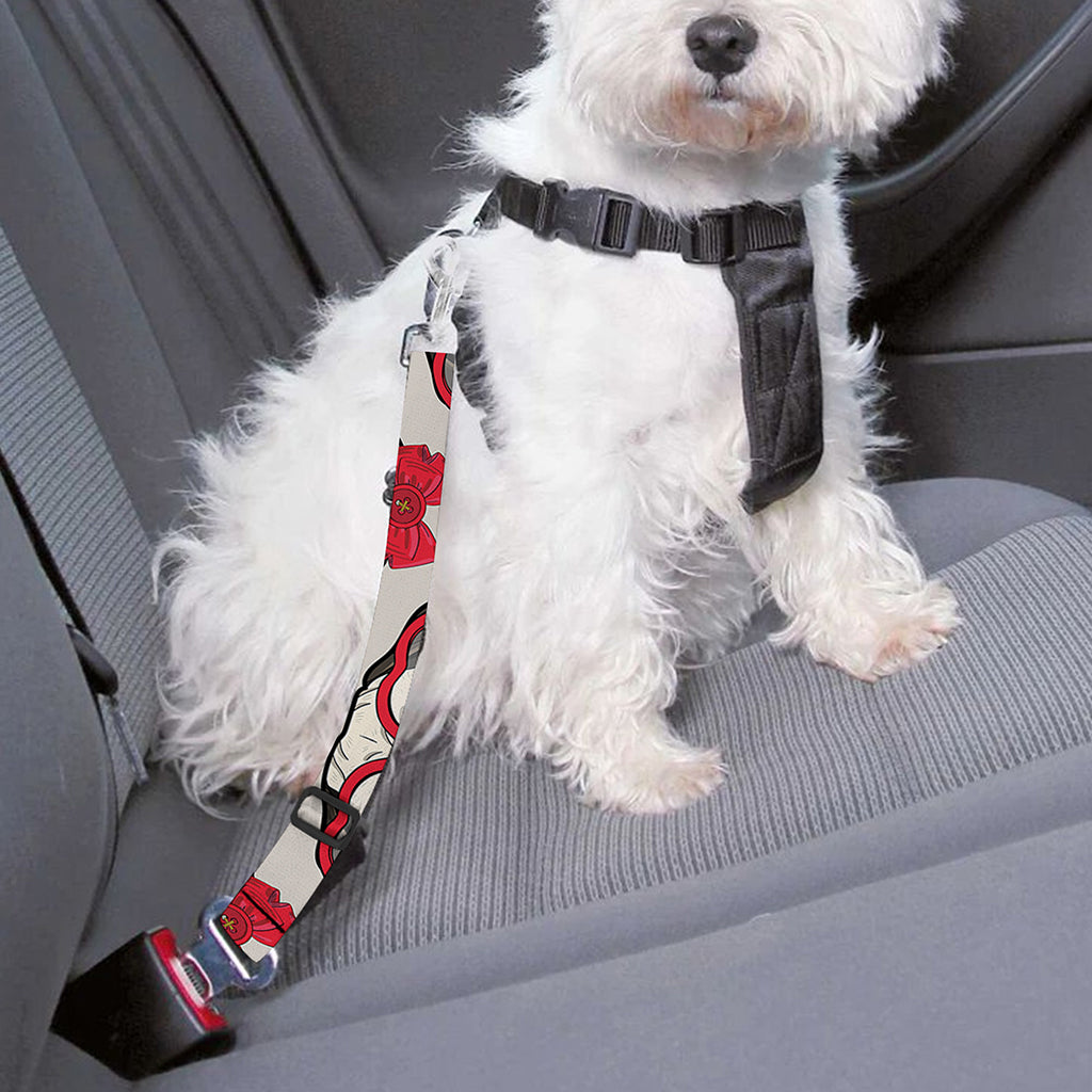 Red Glasses Pug Pattern Print Dog Seat Belt