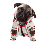 Red Glasses Pug Pattern Print Dog Zip Up Hoodie