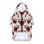 Red Glasses Pug Pattern Print Dog Zip Up Hoodie