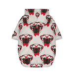 Red Glasses Pug Pattern Print Dog Zip Up Hoodie
